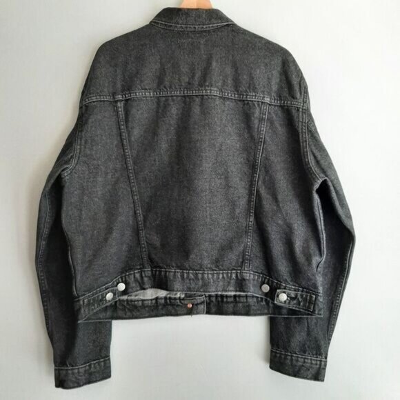 OLD NAVY | Oversized Boxy Classic Button Down Jean Jacket Black Sz XL T - Picture 8 of 14